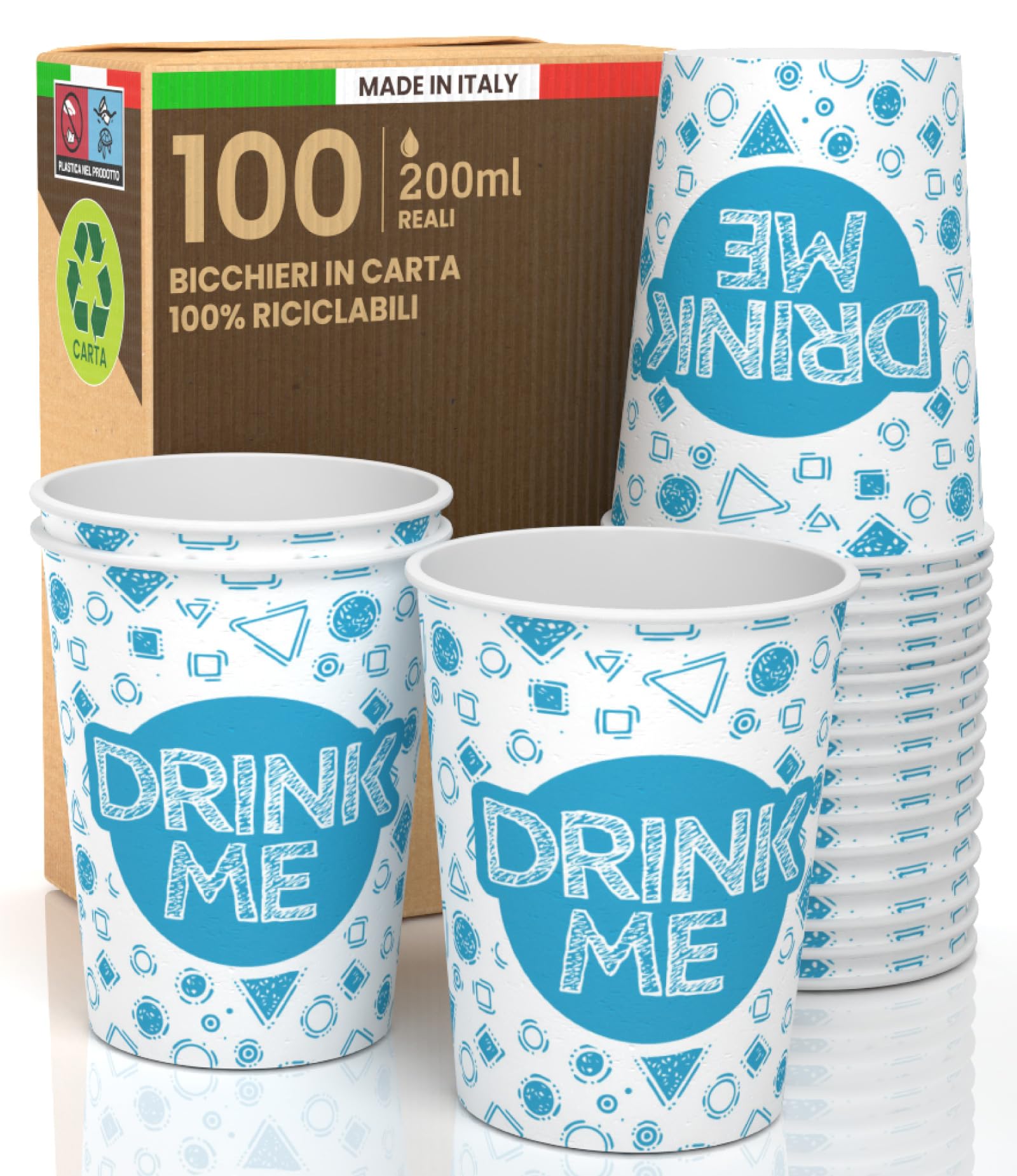 100 Bicchieri Carta 200ml Biodegradabili - Mix Colori, Made In Italy, Per Bevande Calde E Fredde - Foto 9