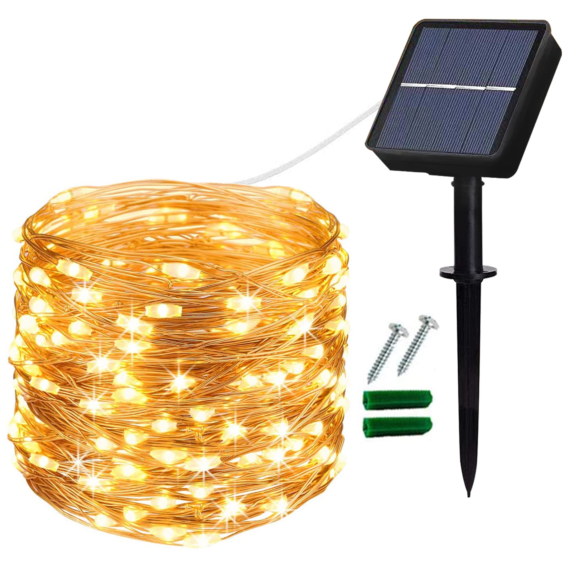 Lezonic Warm White 120Led Solar Garden Lights, 8 Modes Solar Lights Outdoor Garden Waterproof,12M/40Ft Solar String Lights For Indoor/Outdoor Patio Gate Yard Wedding Party Decoration (Warm White)