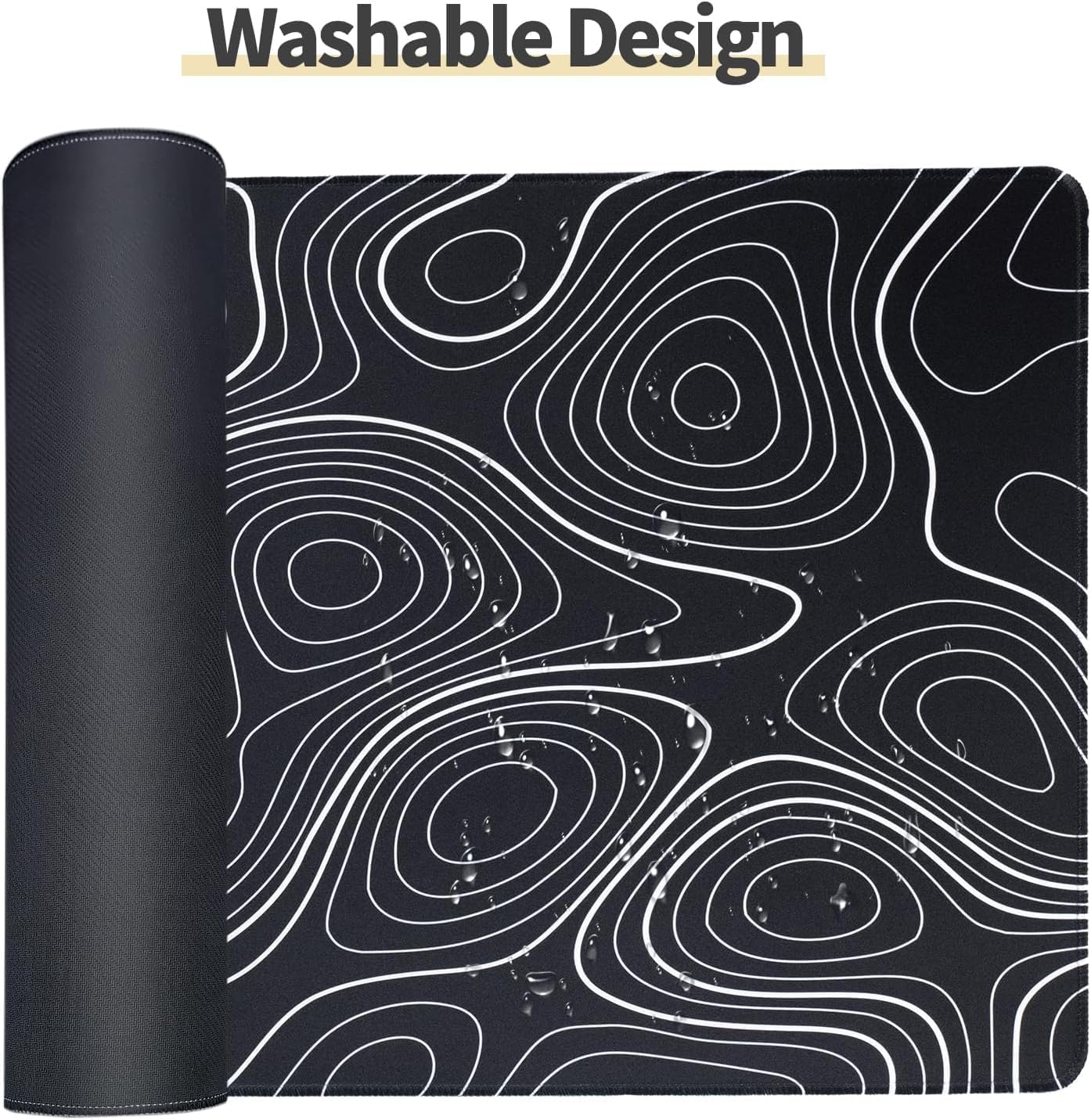 Saco XXL Gaming Mouse Pad for PC – Large Desk Mat 900×400×3mm, Extended Non-Slip Rubber Base, Waterproof Surface, Topographics Design, Big Keyboard Mouse Pad for Office & Home Setup — Amazon image 4