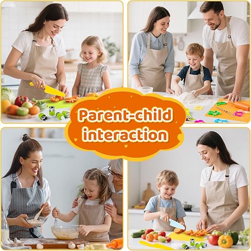 Miniatura 7 de Juego de 52 piezas de cocina para niños, juguetes de cocina Montessori para cocinar realmente, juego de cuchillos para niños pequeños con sombrero