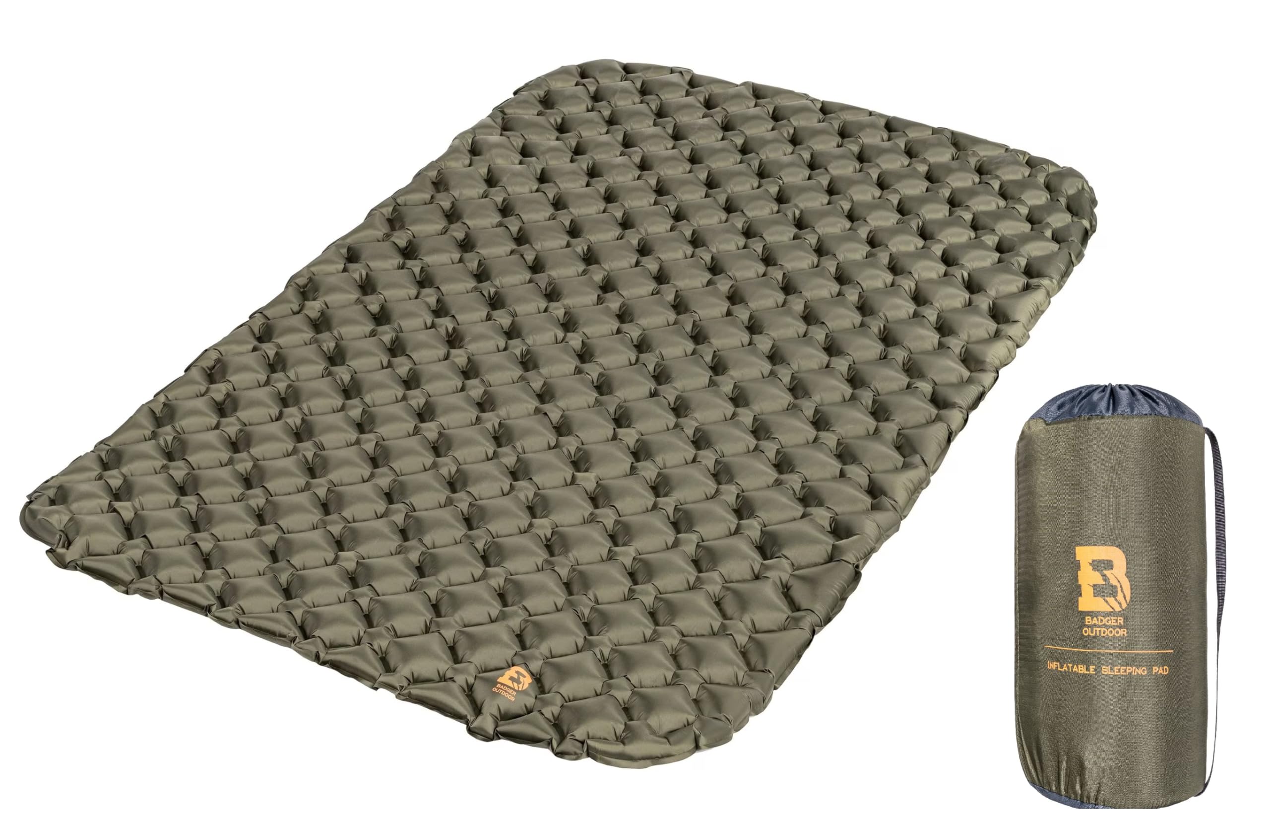 Badger outdoor Materassino da Campeggio Doppio 186x116cm - Ultraleggero, Autogonfiante, Tappetino da Spiaggia Impermeabile, Sopravvivenza, Escursionismo, Militare