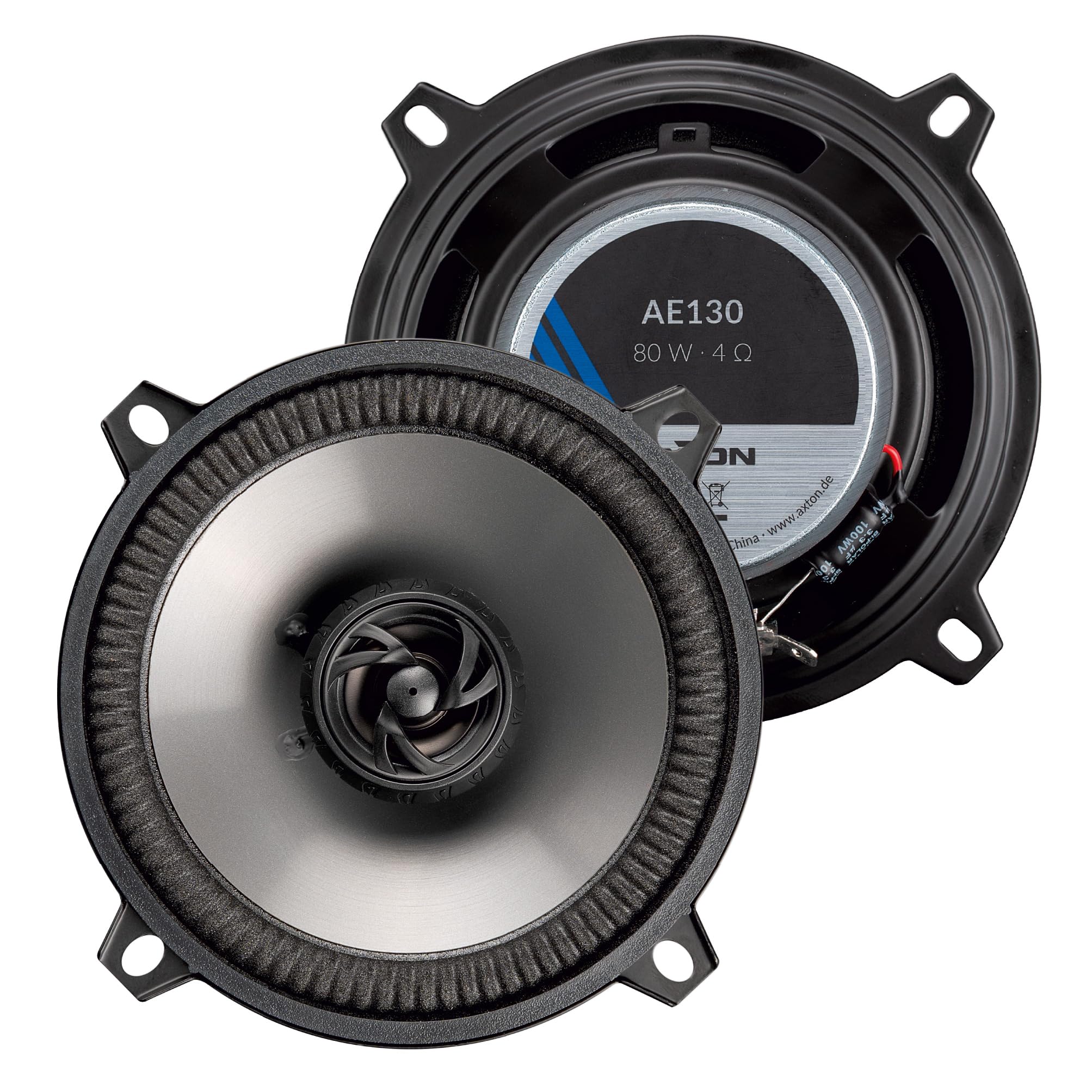 AE130 - Sistema coassiale a 2 Vie da 13 cm (5"), Altoparlanti per Auto Anteriori o Posteriori, Sistema Audio da 80 Watt, Adatto Anche per Camper, 1 Coppia