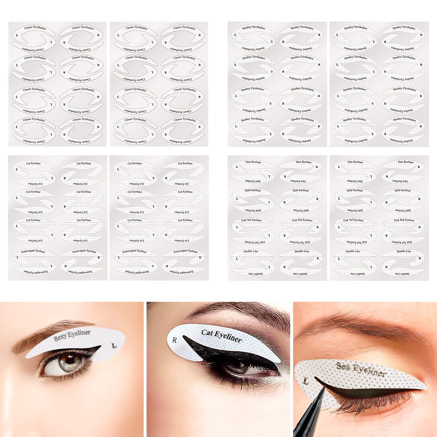 Plantilla para Maquillaje Plantilla para Delinear Ojos 8 Hojas Plantilla para Sombra de Ojos Rápido y Ahorra Tiempo Plantillas de Maquillaje para Ojos Pegatina