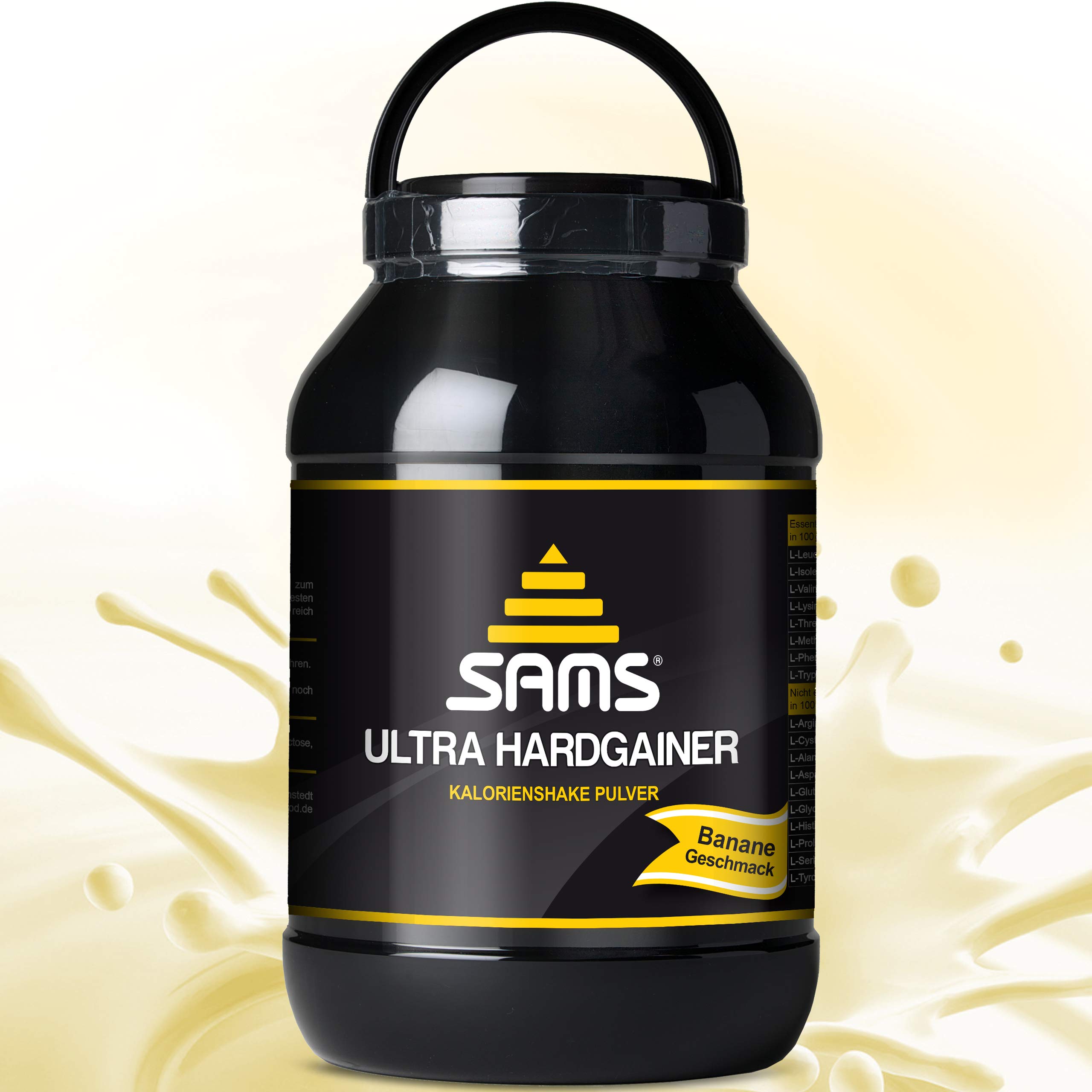 5000 Kalorien pro Tag – Mass Weight Gainer mit Whey Protein Isolat Pulver – Aufbaunahrung für maximale schnelle Gewichtszunahme – Muskelaufbau & Masseaufbau SAMS Ultra Hardgainer (Banane 2250g)