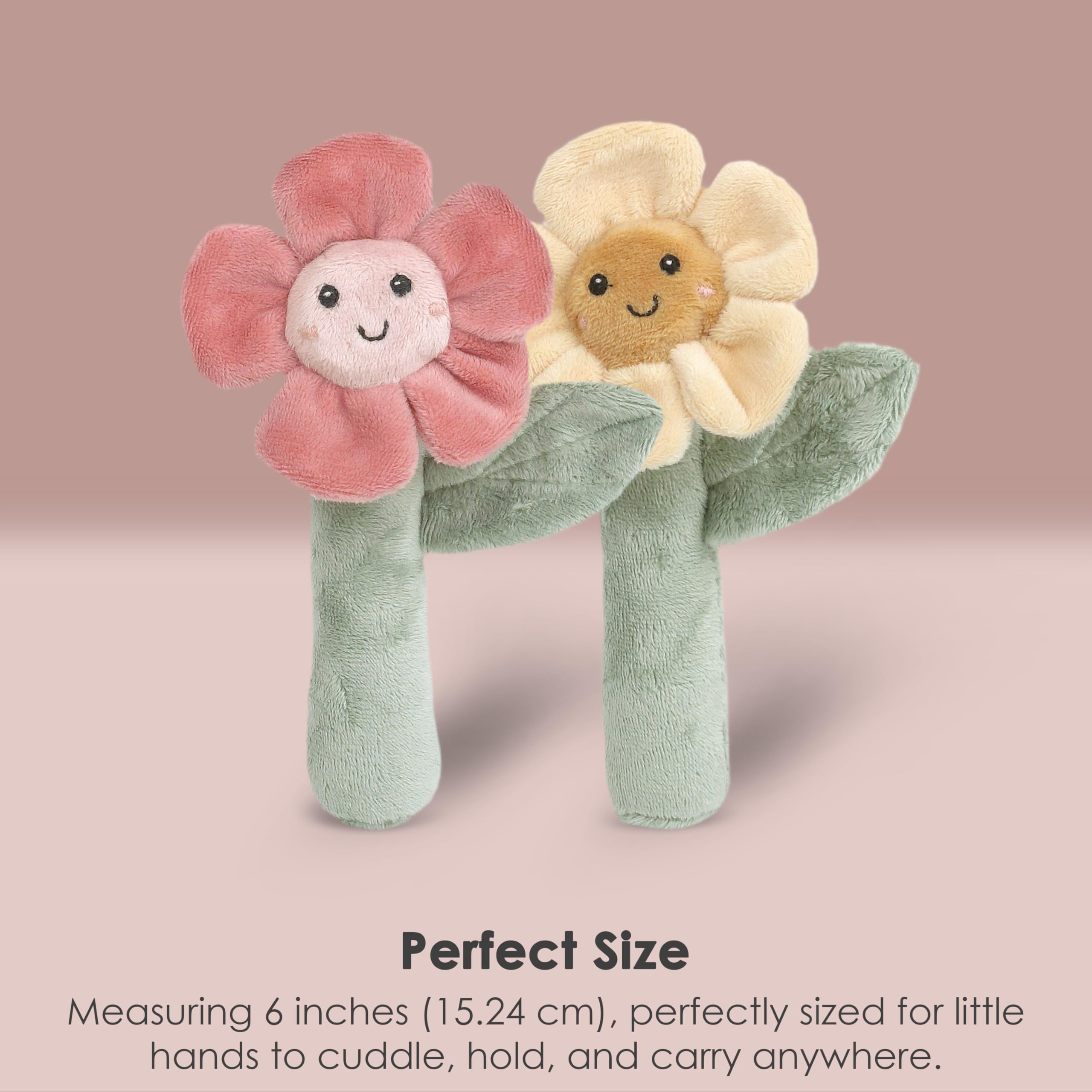 MON AMI Flower Baby Rattle Set 6.25"/16cm, Multi, 2Pc Flower - Image 3