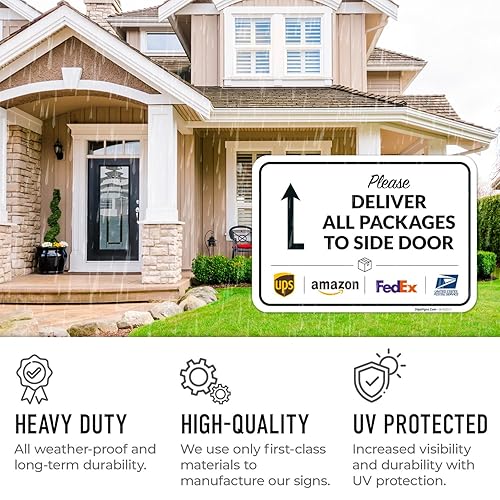 Vista 556 de Cartel de entrega del paquete, letrero de instrucciones de entrega, 10 x 7 pulgadas, aluminio 040 libre de óxido, resistente a la decoloración