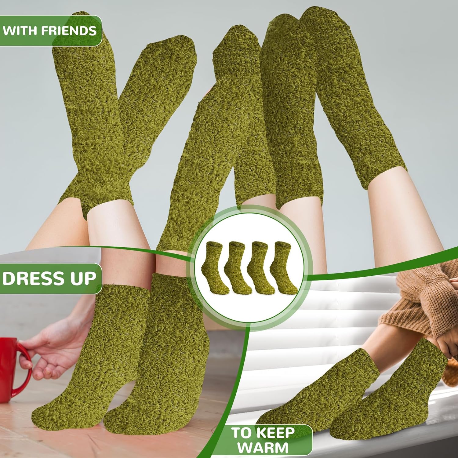 Suhine 12 Pairs Fuzzy Socks Winter Warm Socks Women Soft Stocking Plush Coral Fleece Gift for Christmas Winter Slipper Sleep - Image 4