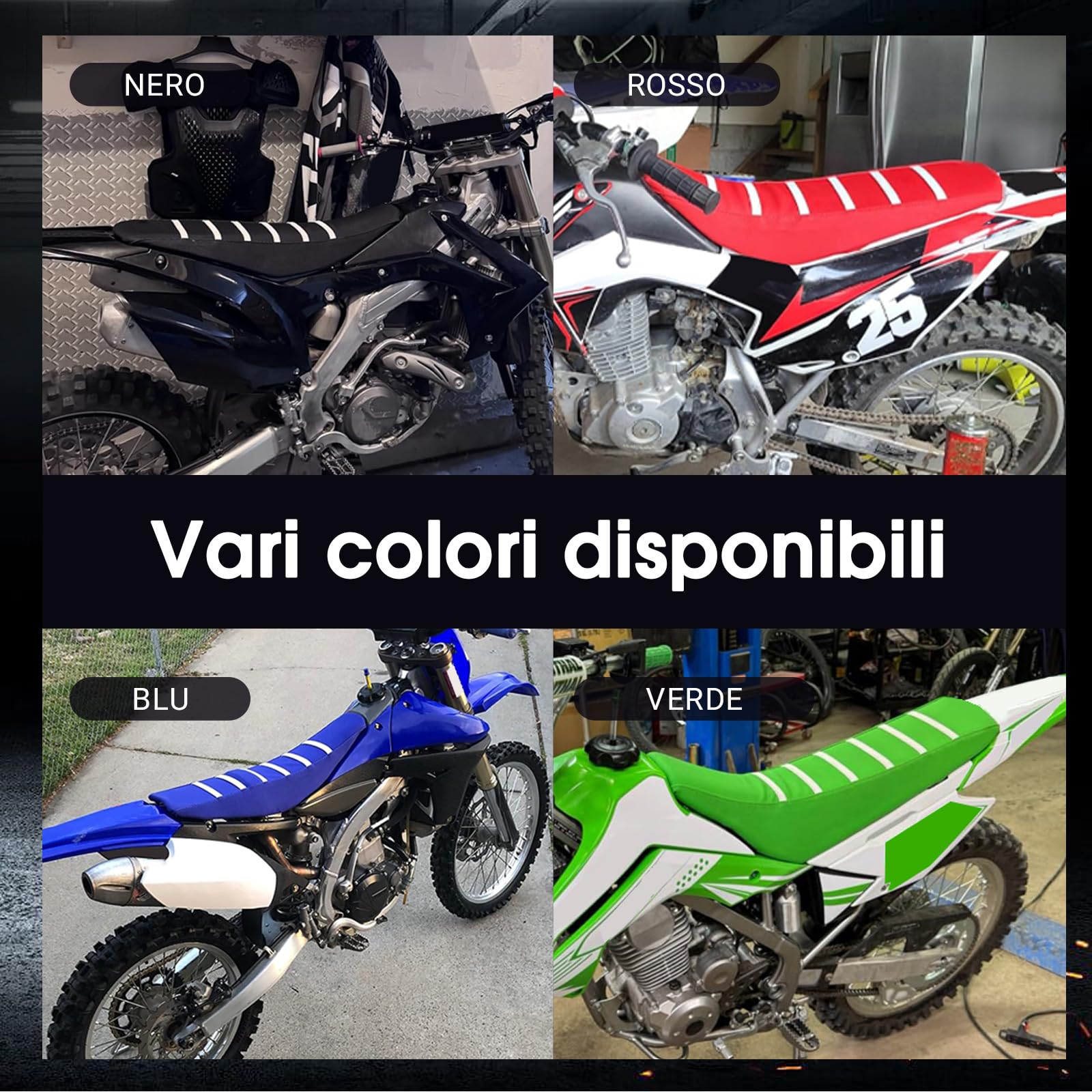 Coprisedile universale a righe bianche per dirt bike, moto, motocross, enduro