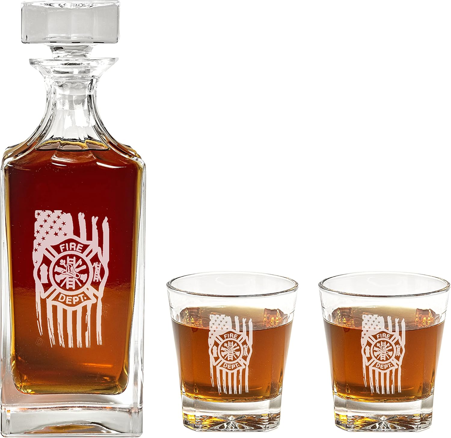 Firefighter Maltese Cross Decanter Set 900ml Engraved