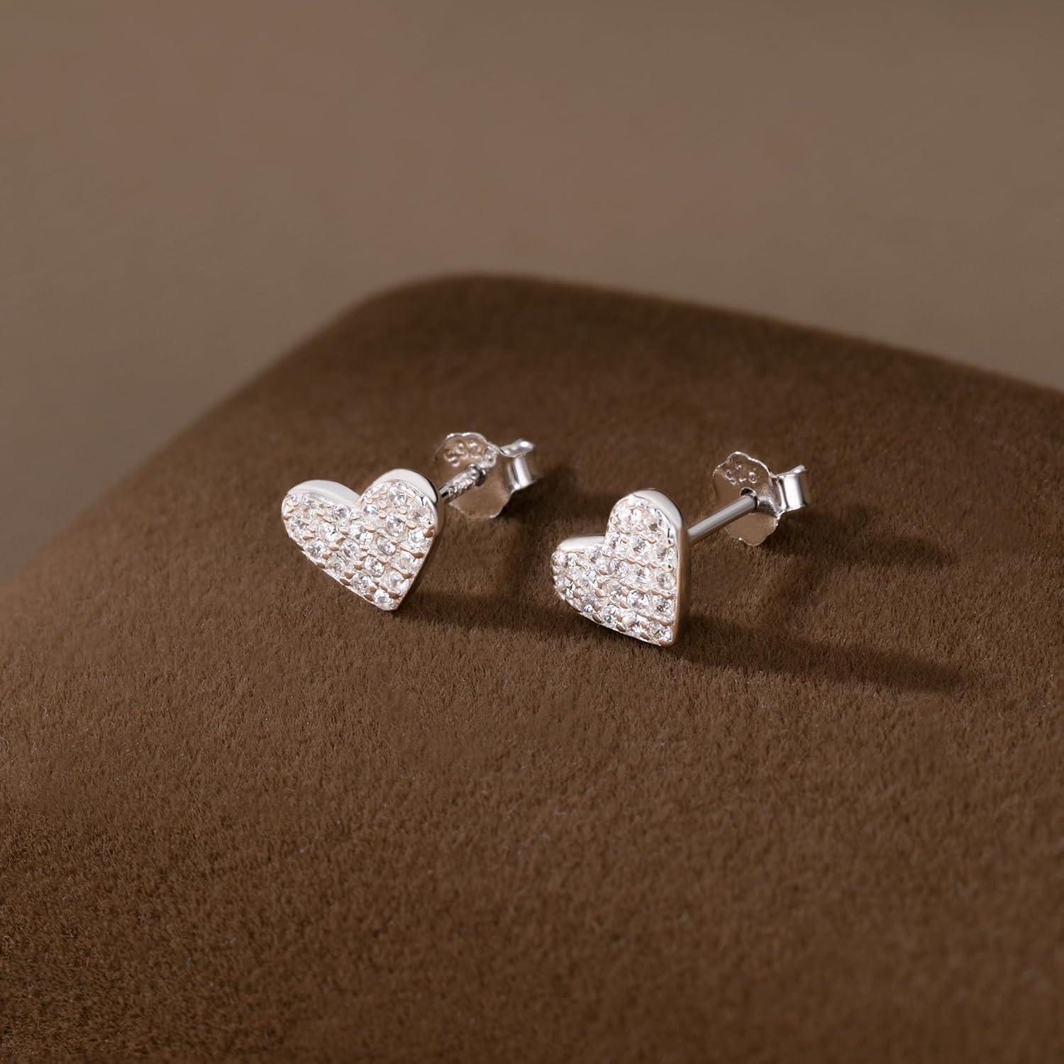 SLUYNZ 925 Sterling Silver CZ Heart Stud Earrings for Women Teens Cute Love Heart Earrings Studs - Image 2