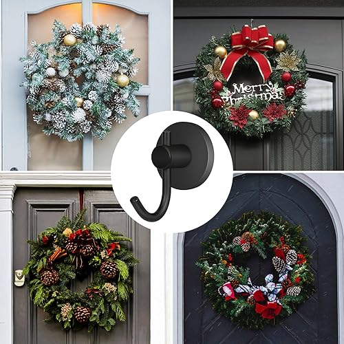 Vista 61 de FYY Percha magnética para corona, paquete de 2 imanes resistentes con gancho para refrigerador, ganchos magnéticos para decoración de Navidad