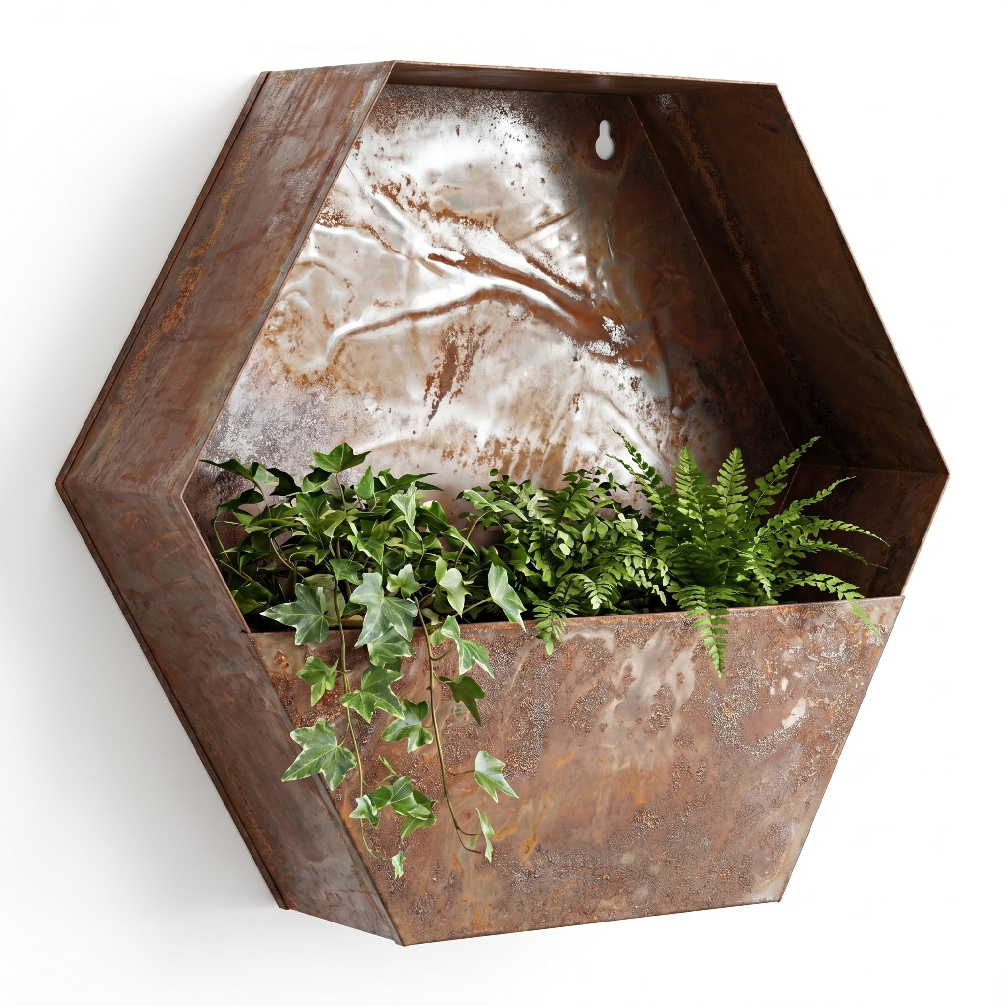 Pot de fleurs suspendu en métal galvanisé Topadorn Hexagon 13" pour balcon