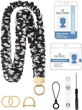 Scrunchie Lanyard with Badge Holder for Teachers & Office Workers