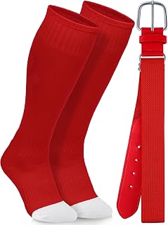 Gnodio Youth Baseball Socks & Elastic Belt Combo - Moisture-Wicking Cushioned Socks for Boys Girls Softball Football Ages 4-16