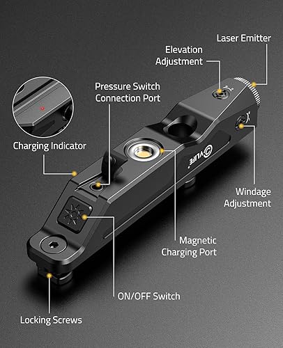 Miniatura 6 de CVLIFE Mira láser verde compatible con riel M-Lok Picatinny, mira láser táctica con batería recargable magnética para rifle, capacidad