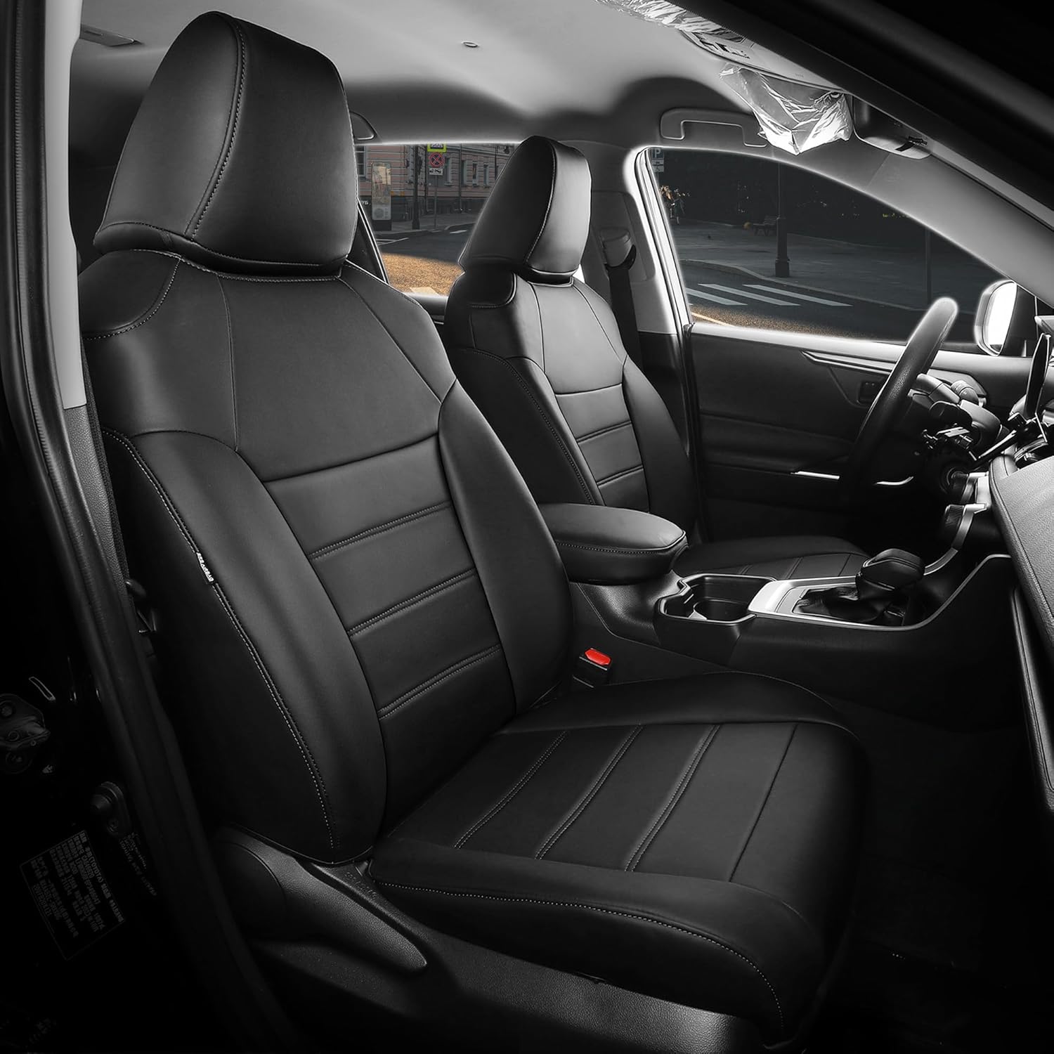 FREESOO for Toyota Corolla Seat Covers L LE 2020 2021 2022, Custom Fit Car Seat Covers, Luxury Leather Seat Covers for Cars, Waterproof Car Seat Cover Protector Cushions, Black Full Set