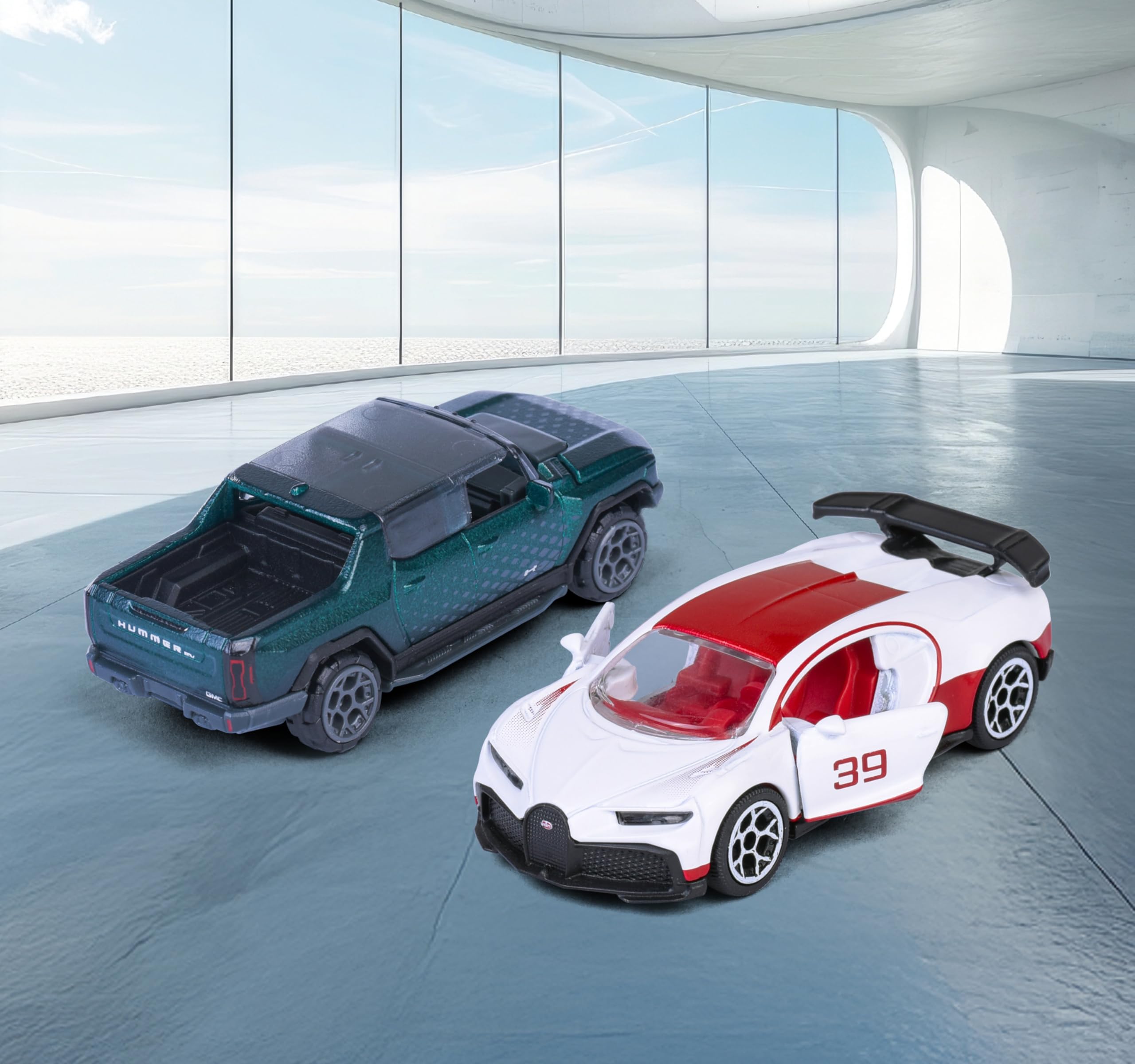 Majorette - Voiture Miniature de Luxe (1 Voiture), 1 sur 6 (Audi, Bugatti, Land Rover, Nissan, Porsche) en métal avec boîte de Collection, 7,5 cm, pour Les Enfants à partir de 3 Ans