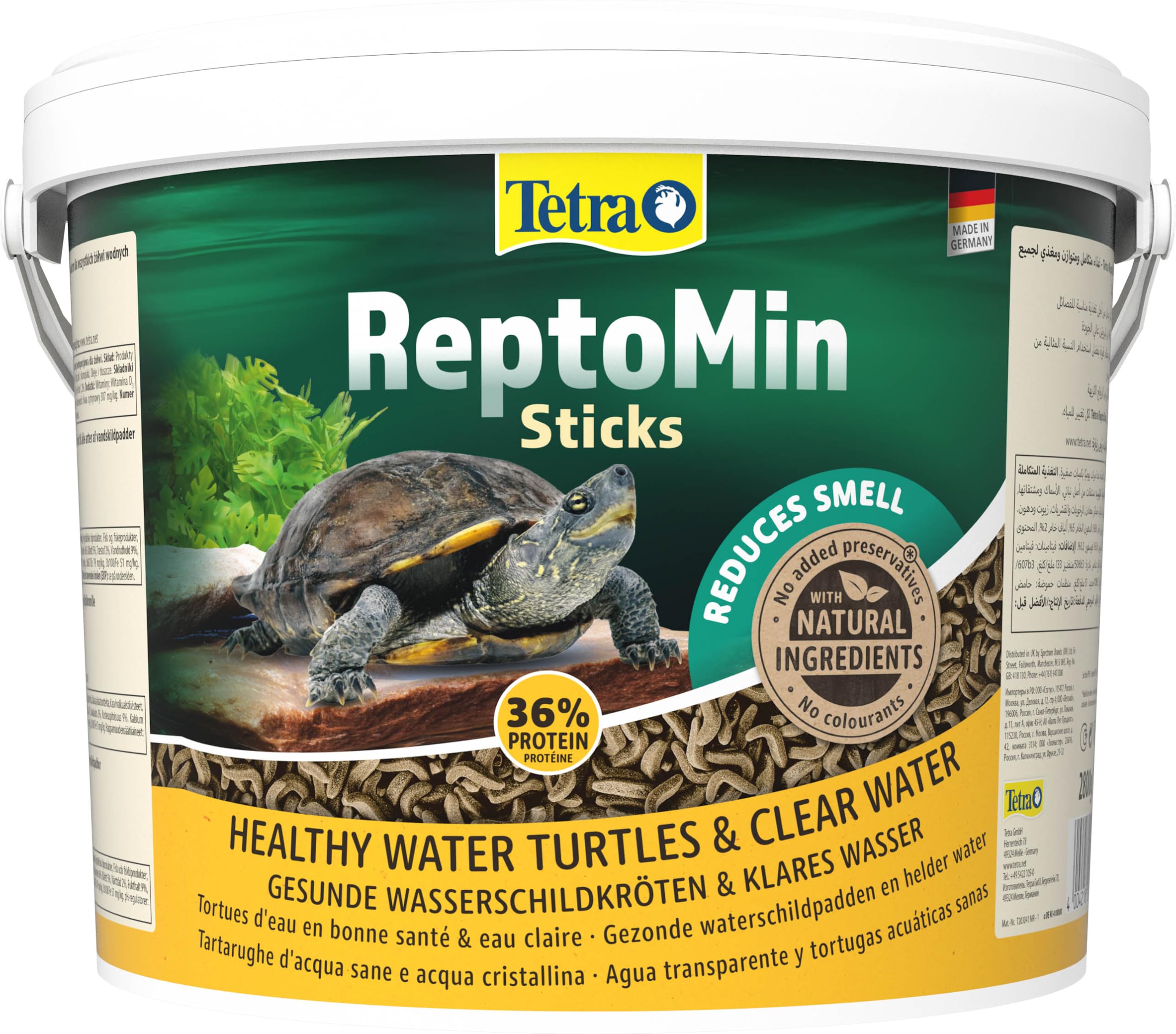 Tetra ReptoMin Alimento para Tortugas Acuáticas, 10 L | Alimento premium | Rico en nutrientes | sticks con forma de gusano | ingredientes naturales