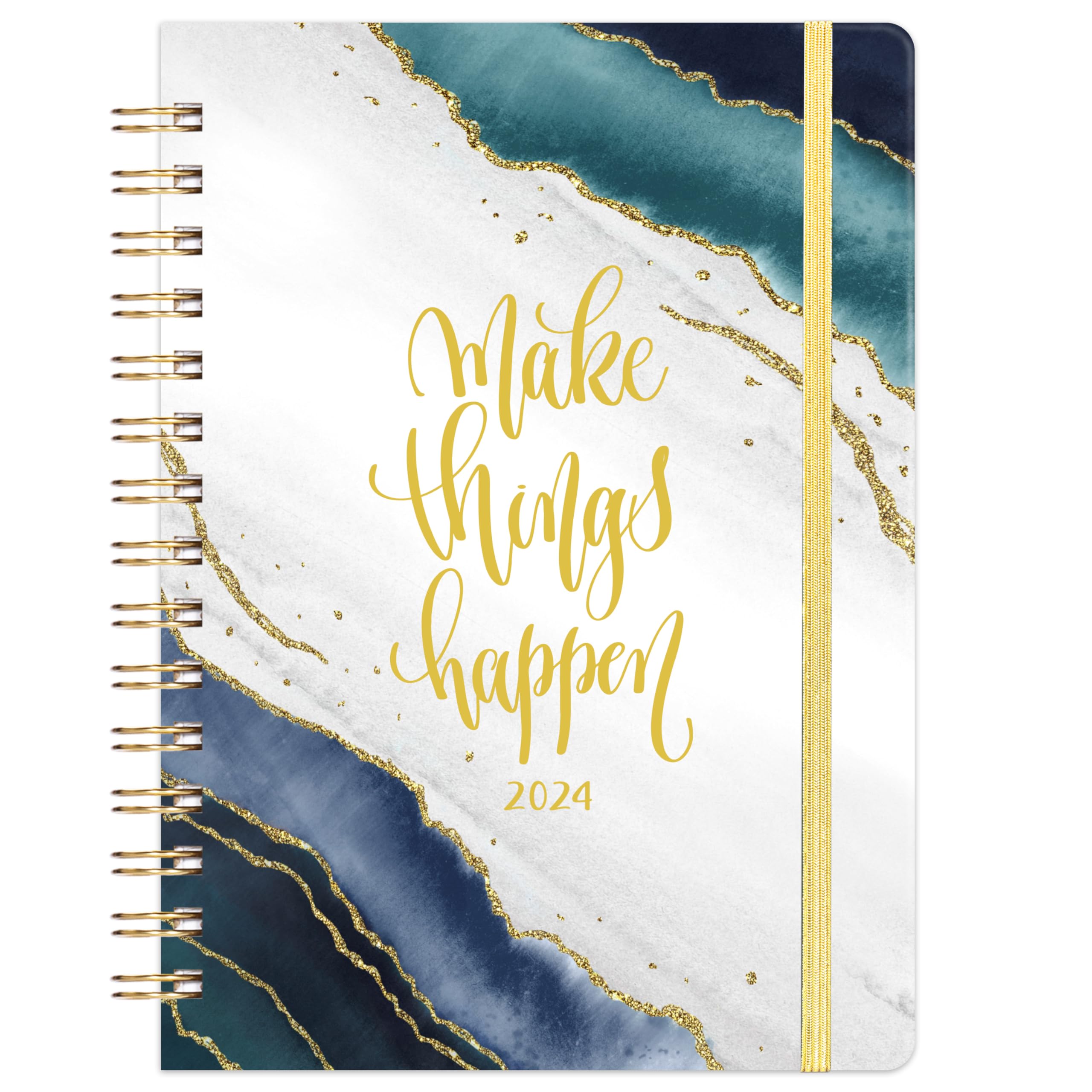 Academic Diary 2025-2026 - Diary 2025-2026 a5 Week to View from Aug. 2025 to Jul. 2026, Twin-wire Binding, Hard Cover, Elastic Closure, 21.5 x 15.5 x 1.5 cm, green and blue