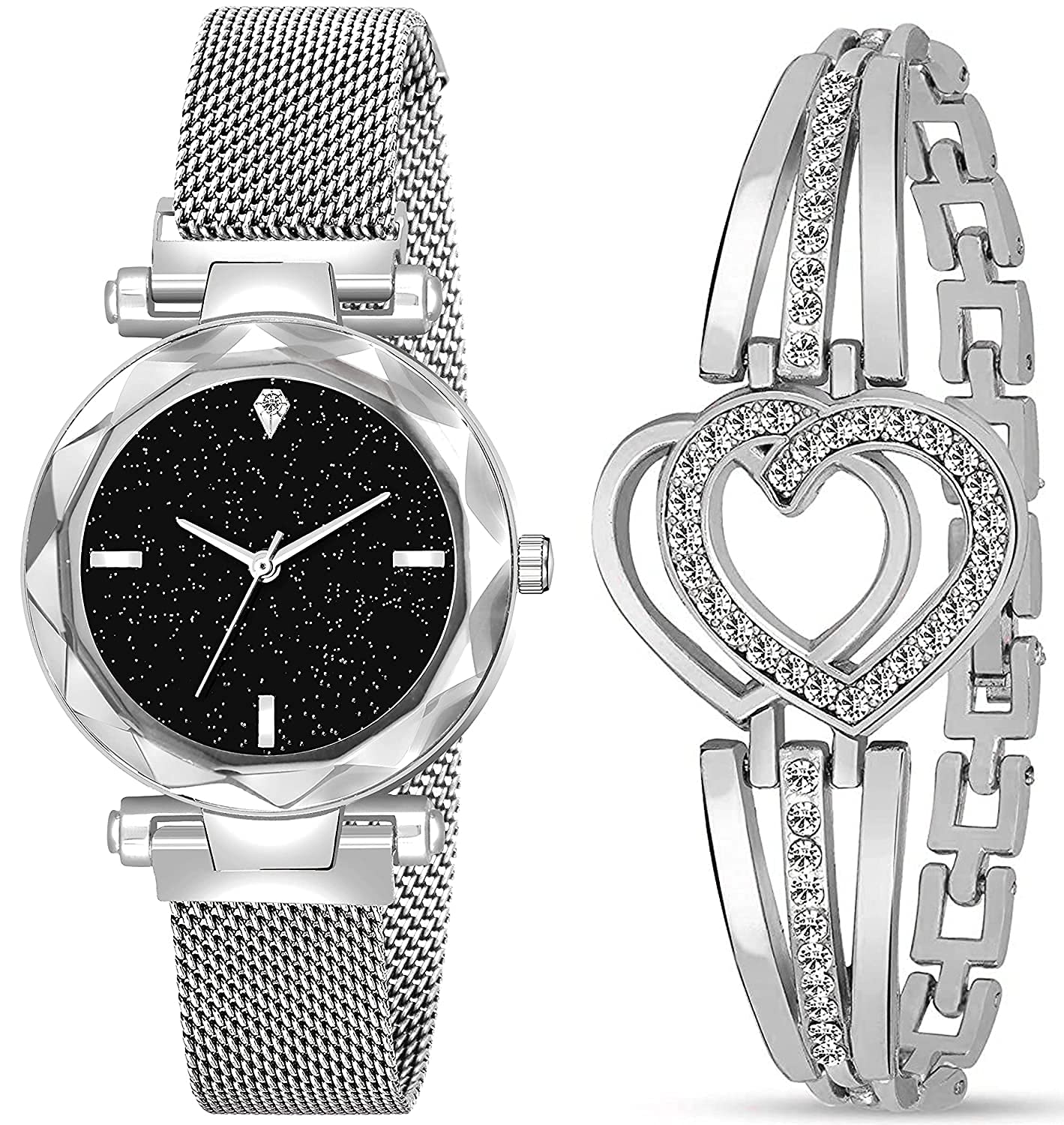 R1O Branded Analogue Diamond Studded Magnet Watch with Gift Amazing Heart Bracelet for Women analoug Watch or Girls and Watch for Girl or Women (Watch&braslate) (B09N8LL935) Amazon Price History, Amazon Price Tracker