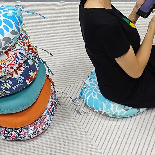 Miniatura 8 de Cojines redondos para sillas bistró para exteriores, cojines de asiento redondos de 15 pulgadas para sillas de patio al aire libre, 2 unidades