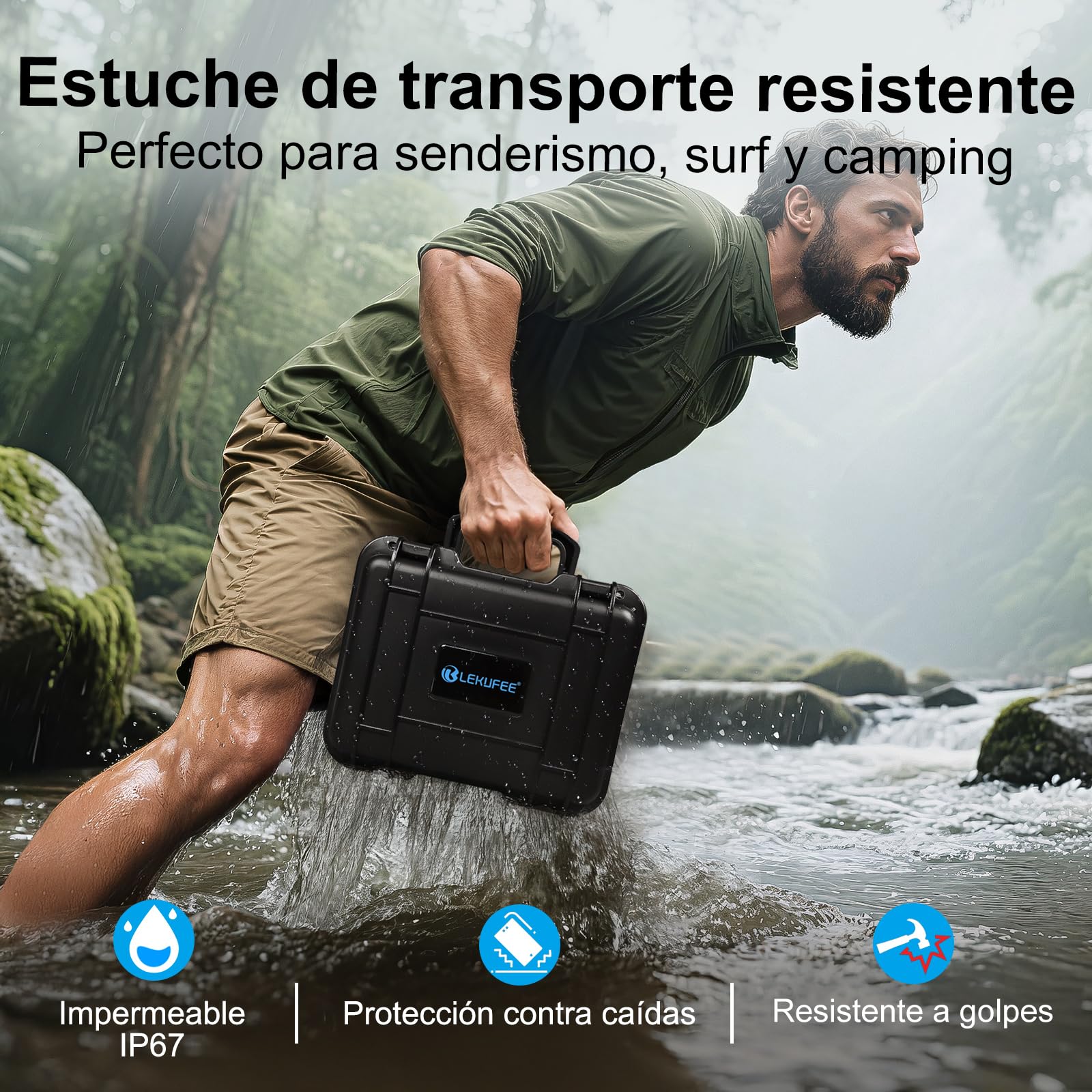Lekufee Estuche Impermeable para GoPro Hero 13/12/11/10/9/8, Lit Hero,Hero 4K,Módulo Multimedia/Volta/Edición Creator/Cámara de Acción y Otros Accesorios (Solo el Maleta)