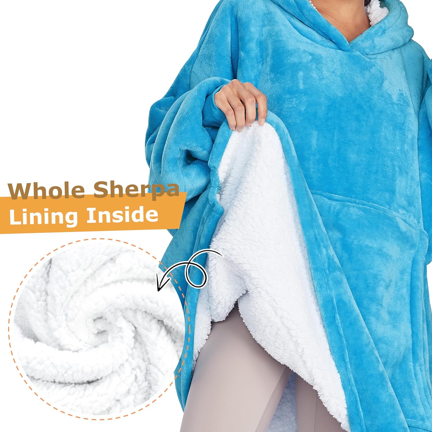 Catalonia Oversized Blanket Hoodie Sweatshirt, Wearable Sherpa Blanket Pullover, Gift for Her - Image 3