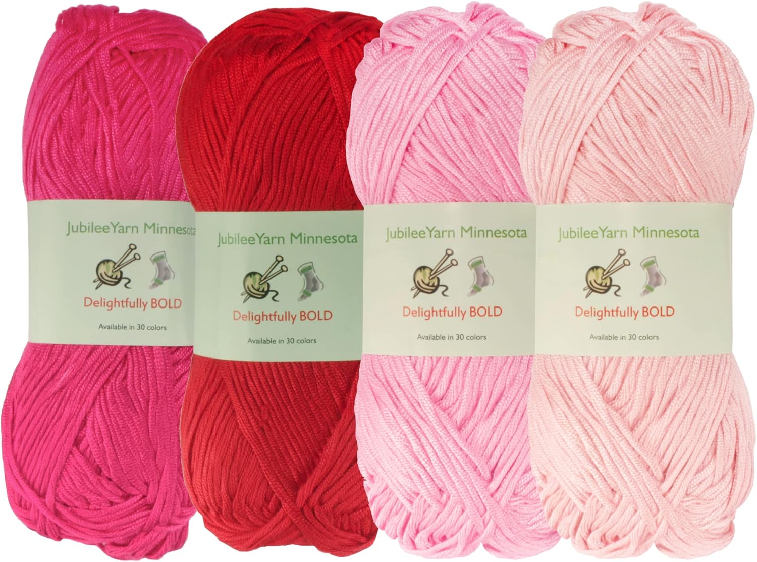 JubileeYarn Delightfully Bold Yarn - 100g/Skein Worsted Bamboo Rayon - Shades of Red - 4 Skeins