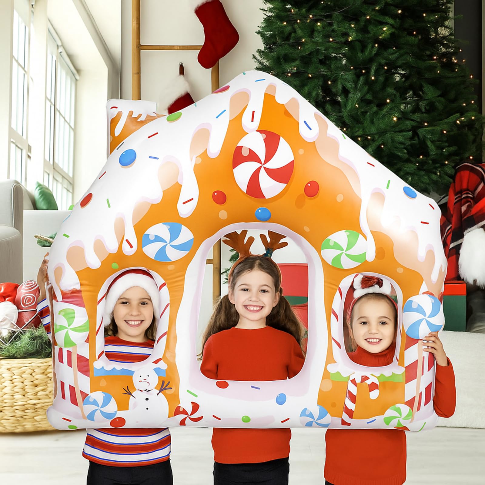 Colingmill Gingerbread House Selfie Frame 55 Inch Inflatable Christmas
