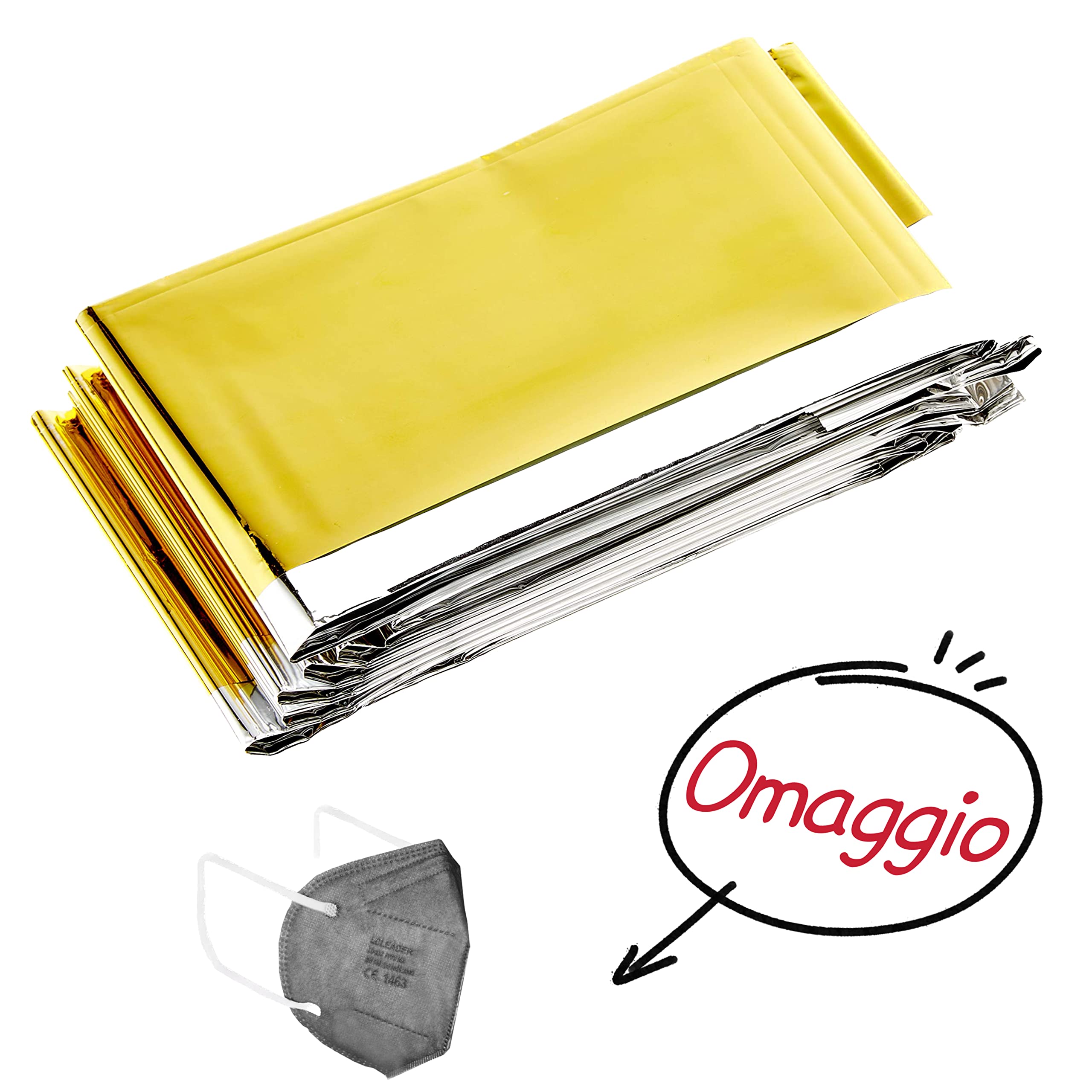 10 PZ Coperta Termica All'aperto Coperta Emergenza Termica,Coperta di Emergenza,Kit Coperta Termica,Montagna Escursioni Telo Termico,per Escursionismo Esercizio Campeggio 160x210cm