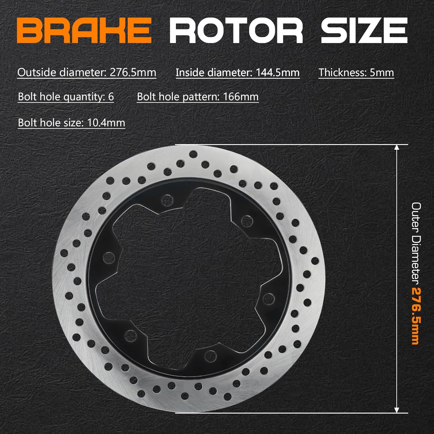 Rear Brake Rotors for Honda VT 1100 C2 C3 Shadow Sabre 2000-2007/VT1100T Shadow ACE Aero Tour/CBR1000F/NT700V Stainless Steel Brake Disc Rotor