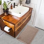 ZALL Tapis de bain Tan Waffle, Super Absorbant Rug Salle de bain Non Slip,Brown 17x24inch,Lavable en machine Ultra Tapis de sol souples