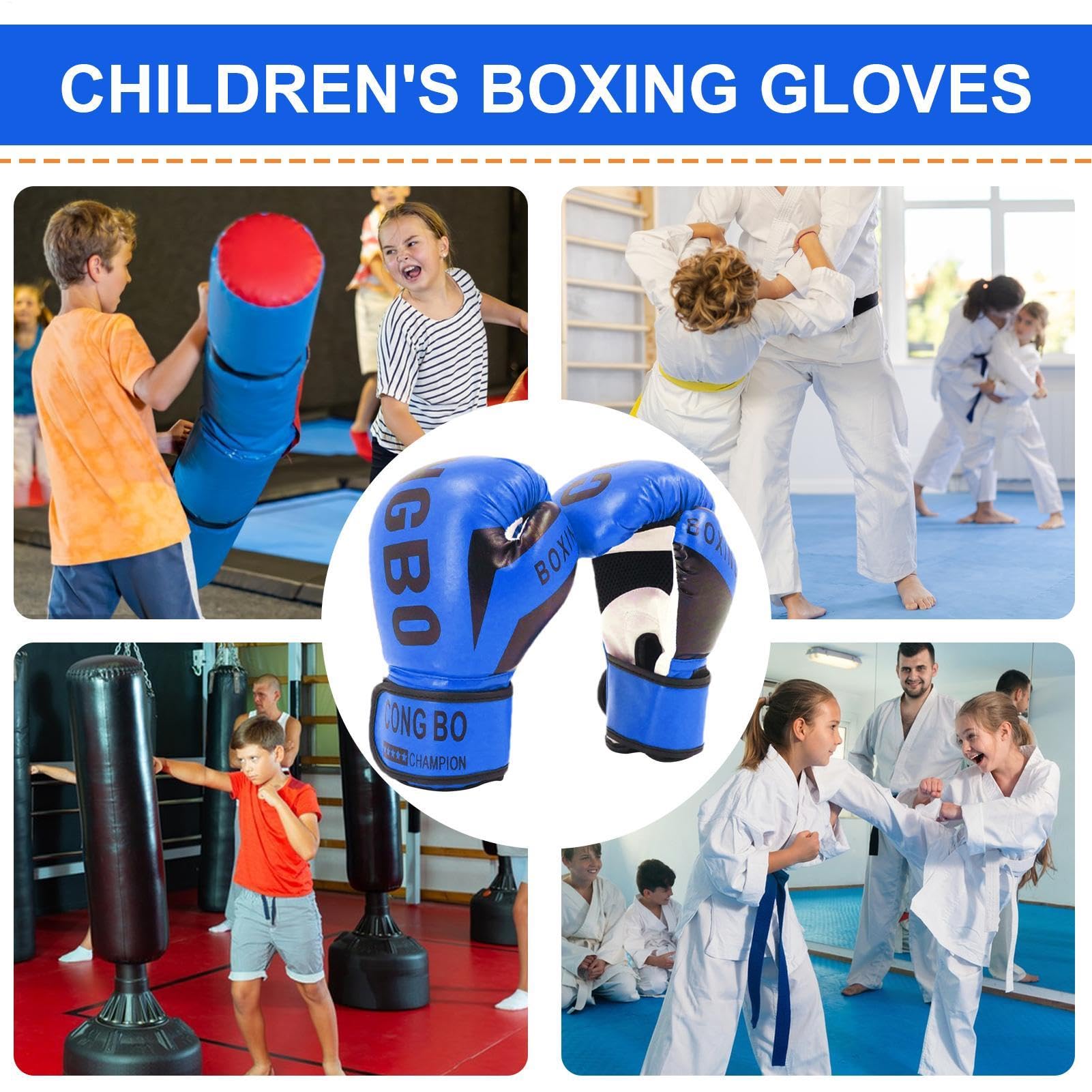 Guantes de boxeo para niños 3-16 años ajustables MMA Muay Thai kickboxing