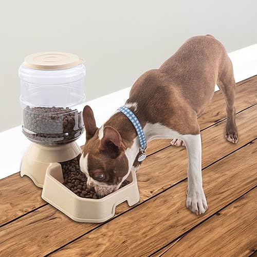 Miniatura 2 de Alimentador automático para gatos y dispensador de agua, paquete de 2 cuencos de comida y agua para perros de 3.8 L1 G, dispensador automático de