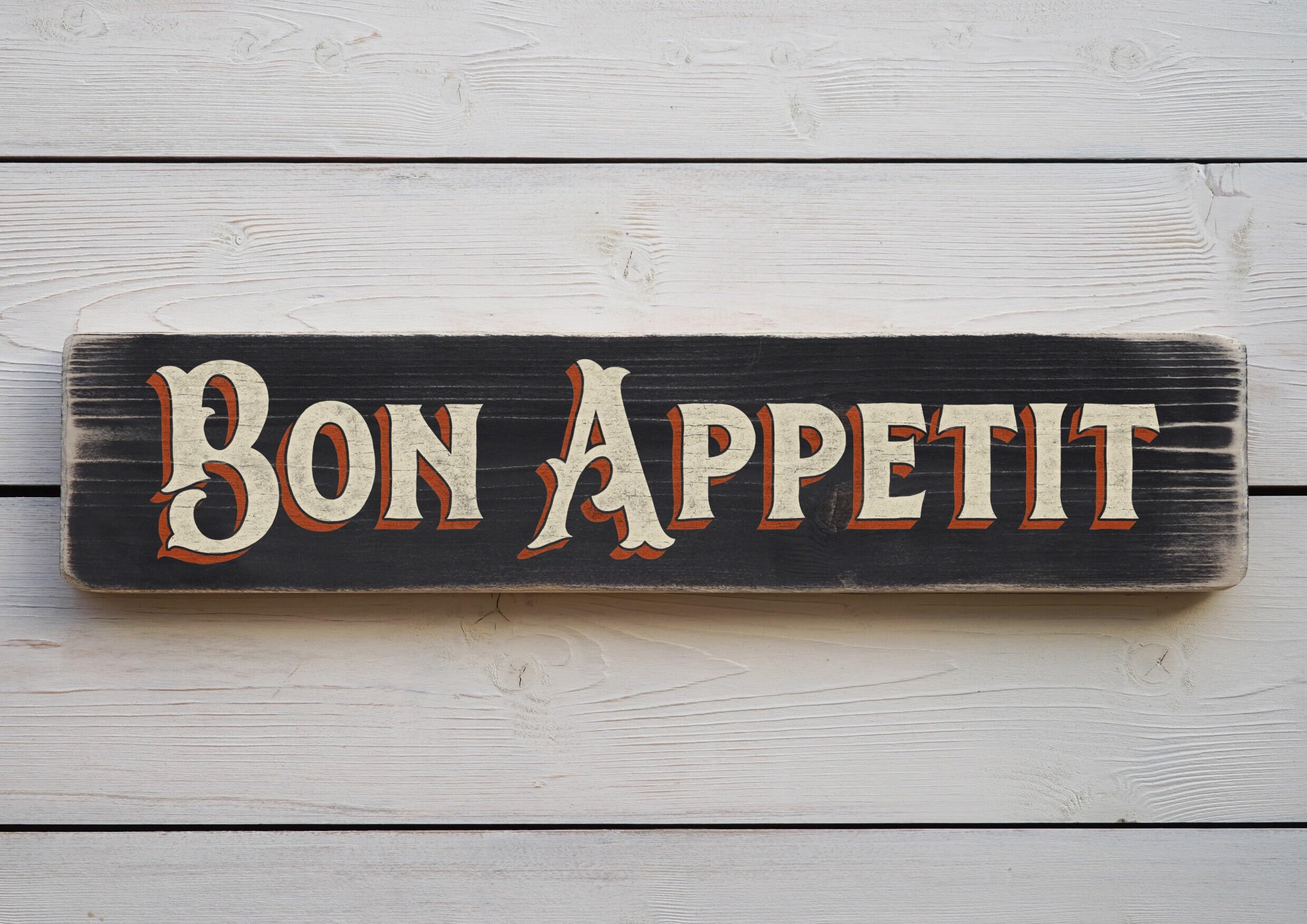 Szhmz Colour-808 Metal Signs Bon Appetit - Vintage Style Metalen Sign. Handmade Retro Home Gift Metalen Signs With Sayings 4X16 Inch