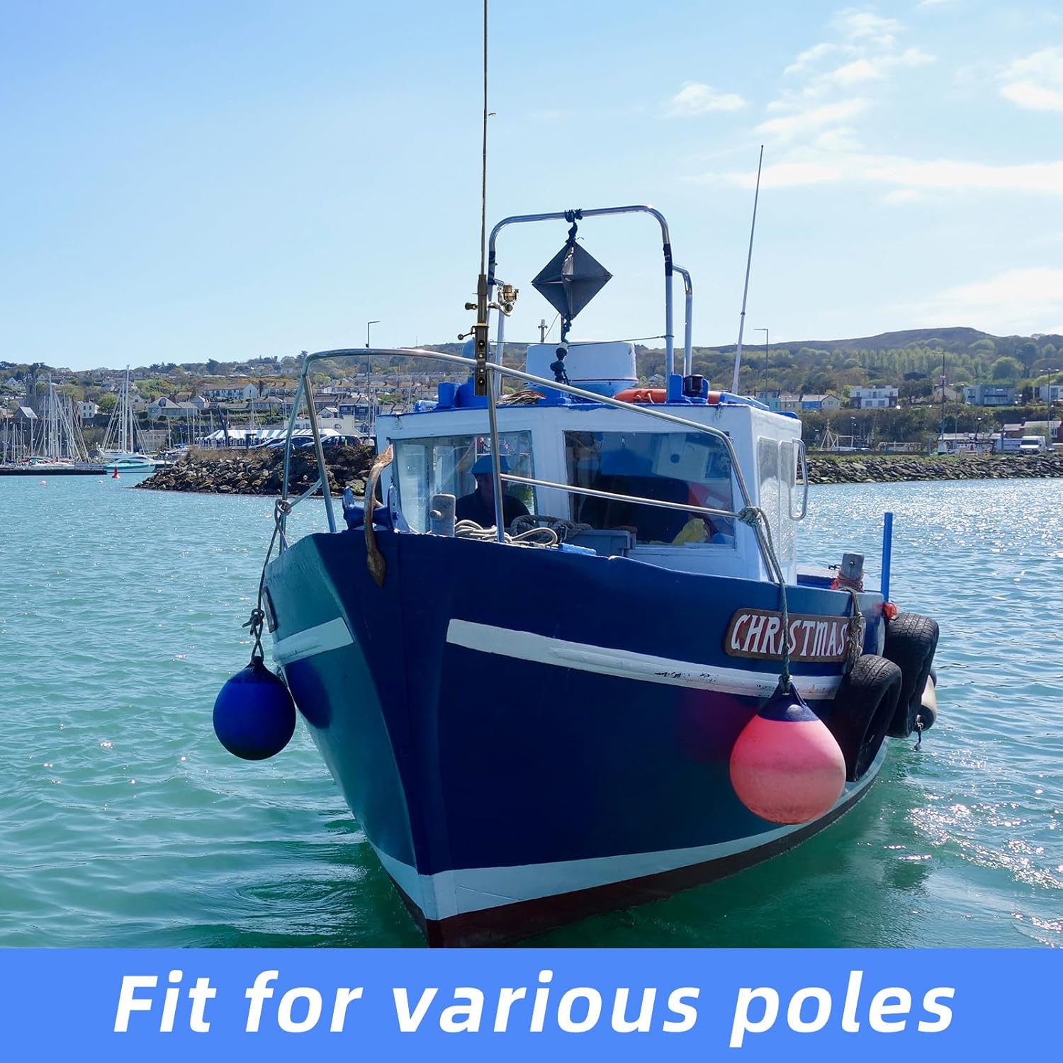 自転車用ポールマウント釣りロッドホルダー 2個 回転可能な自転車用釣りポールホルダー ポールマウントクランプ付き 釣り竿ラック ビー