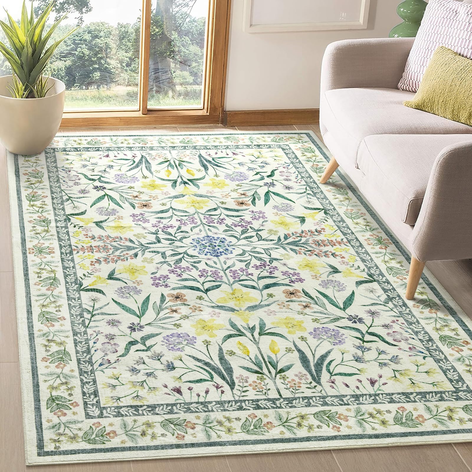 Tapis salon vintage 160x220 bohème vert pour réchauffer votre intérieur