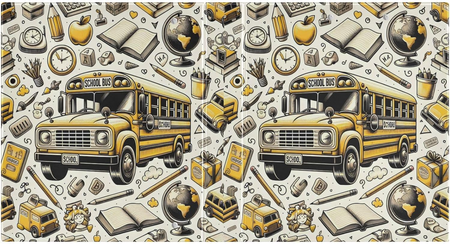 susiyo School Bus 3 Ring Binder Round Rings PVC Binder with Clipboards - 1 Piece