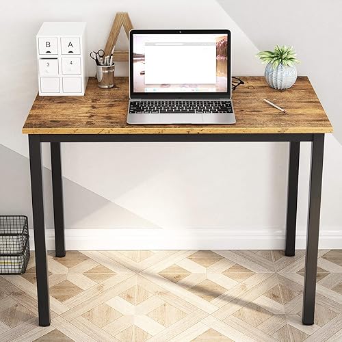 Miniatura 53 de DlandHome Escritorio pequeño para computadora de 31.5 pulgadas, mesa de escritura para espacios pequeños, mesa de estudio, escritorio para Nogal