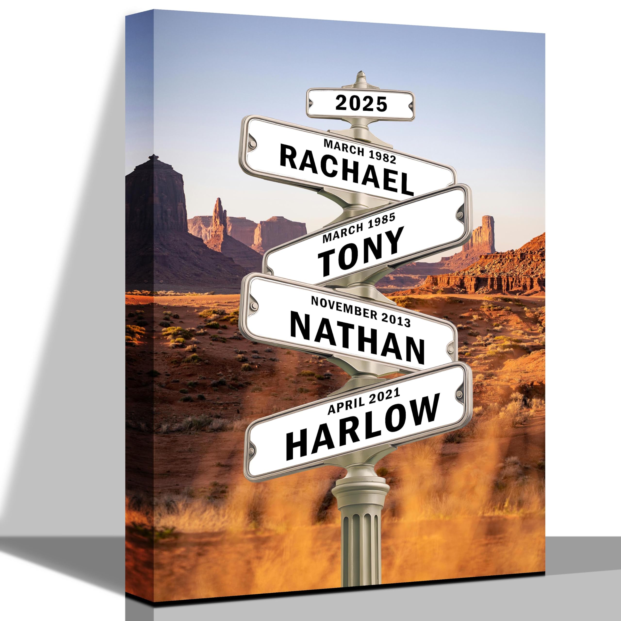 [Design 2025] Personalized Family STreet Sign Multi-Names Canvas, Custom Name And Date Street sign Canvas Print, Crossroads Street SIGN Gift For