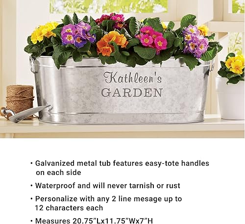 Miniatura 4 de Let's Make Memories Maceta galvanizada personalizada  Maceta decorativa de metal  Jardinería fácil  Personaliza con cualquier mensaje de 2 líneas