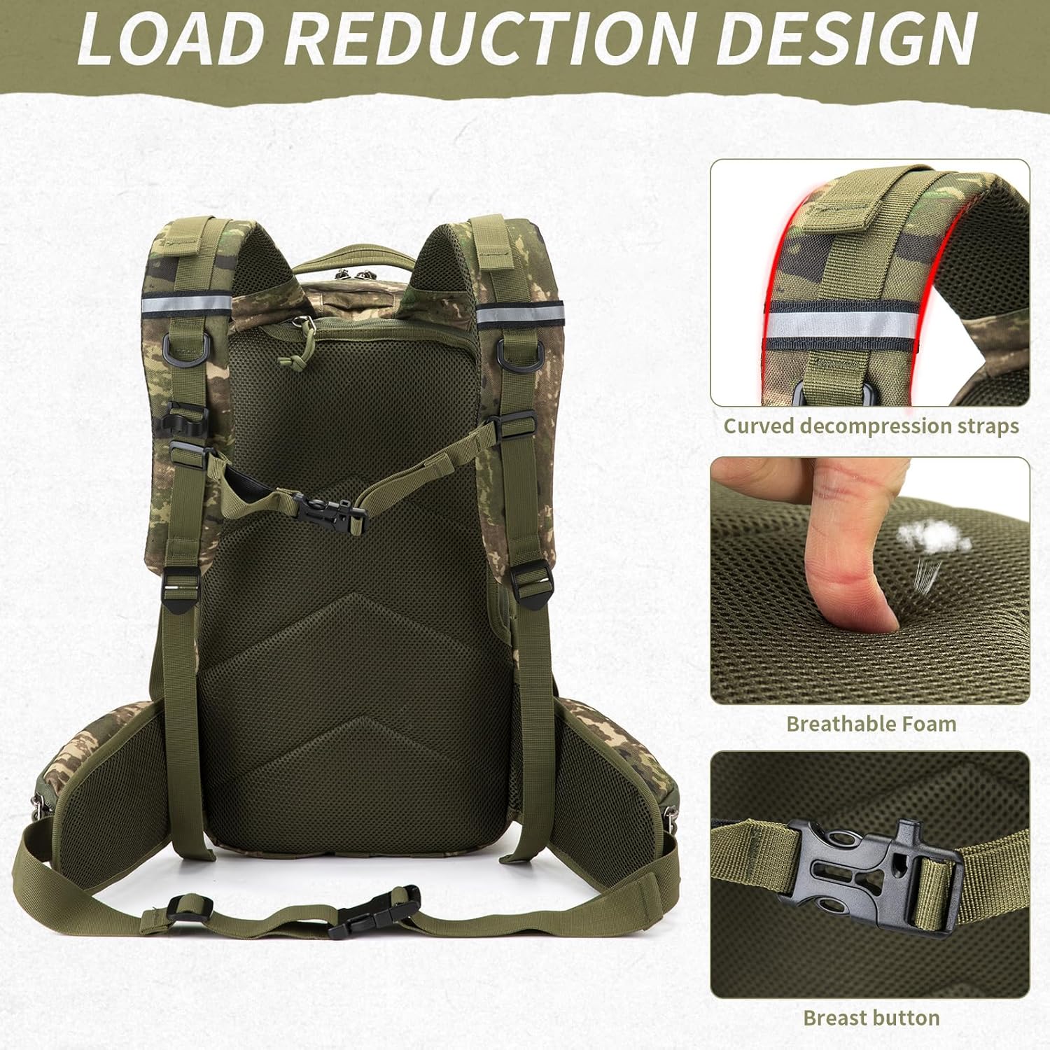 Camo hunting backpack，small tactical backpack, military backpack for men， camping backpack, 3-day bag(Camouflage)