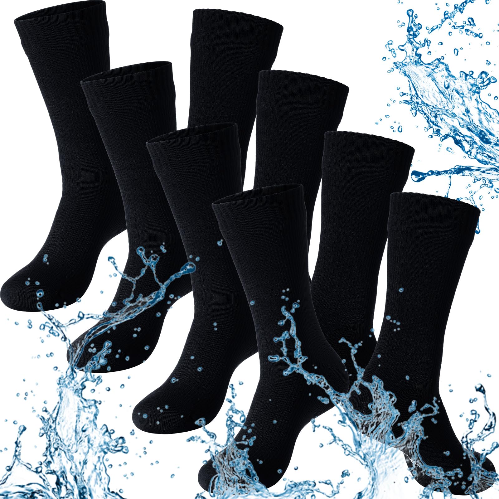 Jiuguva 4 pares de calcetines impermeables, unisex, impermeables, transpirables, para senderismo, pesca, para hombres y mujeres