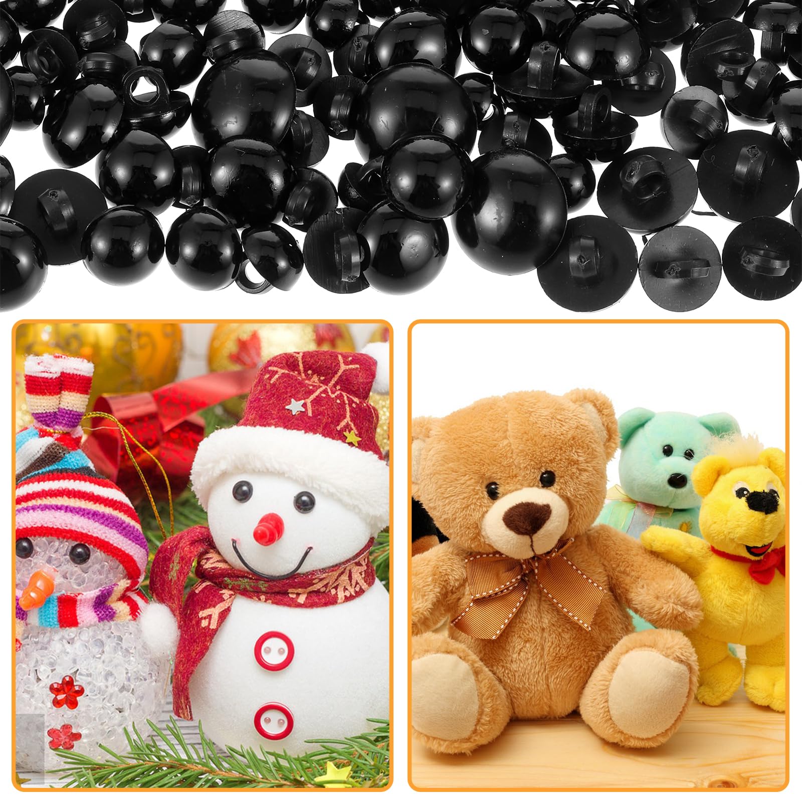 320 Occhi Di Sicurezza In Plastica Nera Per Amigurumi E Pupazzi – Misure Assortite Da 8 A 15 Mm, Kit Fai-da-te