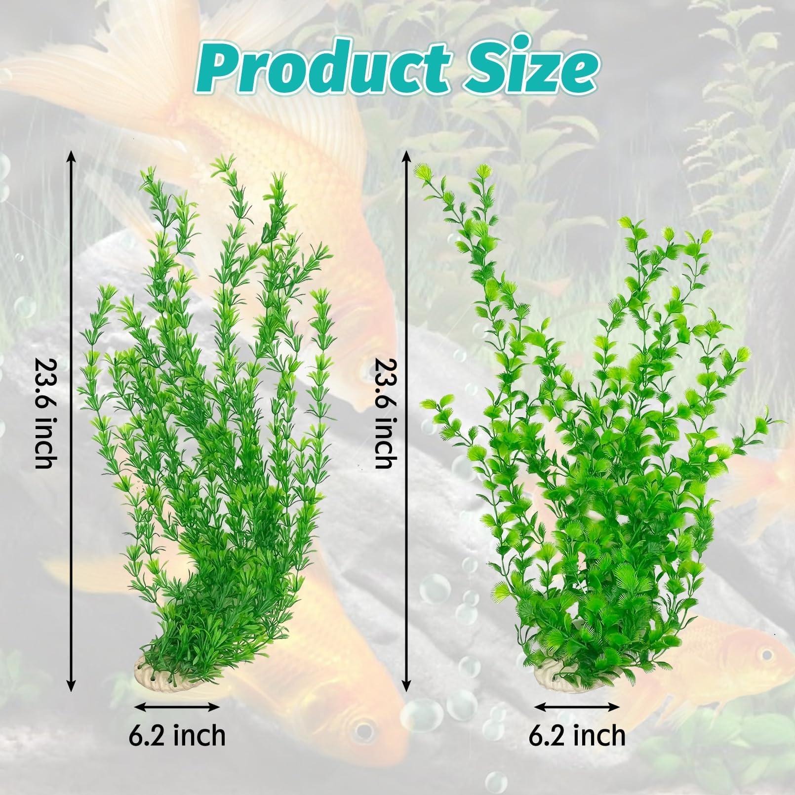 PINVNBY Aquarium Plastic Plants Tall 23 Inches Fish Tank Decorations - Image 2