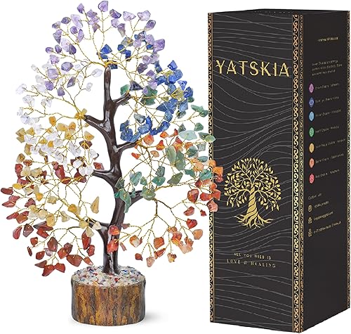 Árbol de la vida de cristal, 7 árboles de cristal curativos de chakras para decoración de escritorio del hogar y la oficina, árboles de Feng Shui