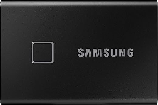 Samsung T7 Touch 1TB Up to 1,050MB/s USB 3.2 Gen 2 (10Gbps, Type-C) External Solid State Drive (Portable SSD) Black (MU-PC1T0K)