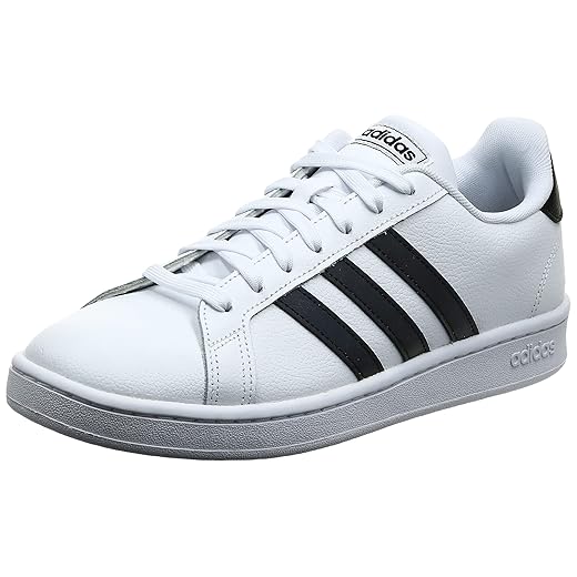 adidas men's Grand Court Sneaker, White/Black/White, 8 US