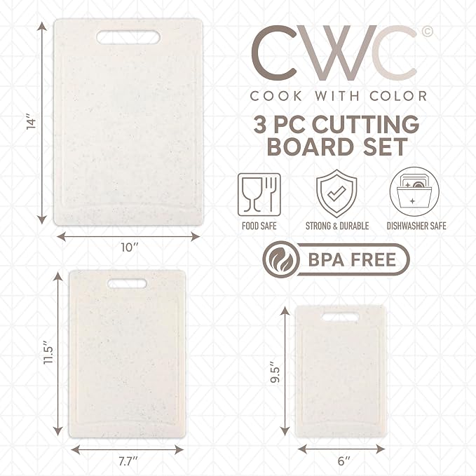 Non-Slip Cutting Board Set - 4 Cutting Boards, White
