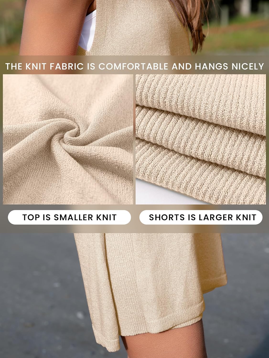 Glamaker Women's 2 Piece Short Sets Summer Lounge Sets Sweater Knit Beach Vacation Matching Sets Travel Outfits - Image 6